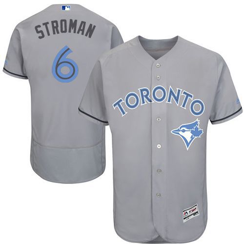 Blue Jays #6 Marcus Stroman Grey Flexbase Authentic Collection Father's Day Stitched MLB Jersey